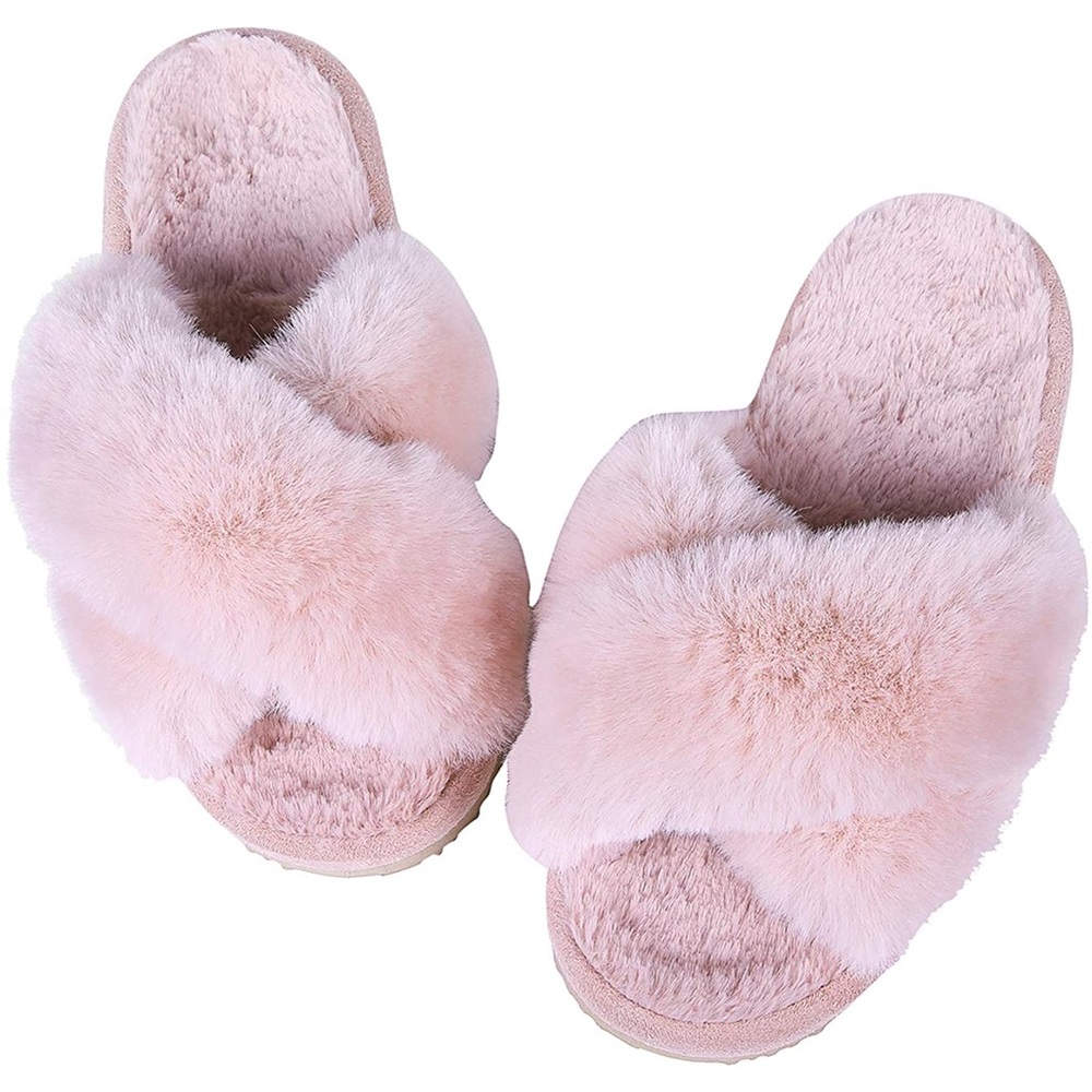 Pink Soft Fluffy Slippers